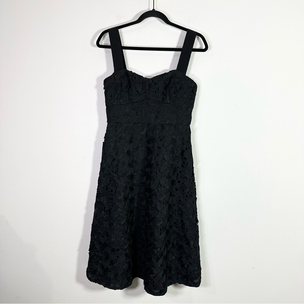 J. Crew Black Lace Sleeveless A-Line Sweetheart Neckline Midi Dress